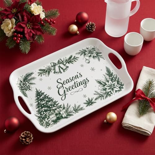 Christmas Melamine Serving Trays with Handles, 16 x 11.4 in, Set of 2 in Christmas Eve & Morning, alternate view 2