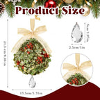 Christmas Mistletoe Decoration Artificial Mistletoe Hanging Crystal Ornament Kissing Ball with Berry Bow for, alternate view
