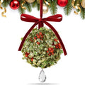 Christmas Mistletoe Decoration Artificial Mistletoe Hanging Crystal Ornament Kissing Ball with Berry Bow for