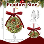 Christmas Mistletoe Decoration Artificial Mistletoe Hanging Crystal Ornament Kissing Ball with Berry Bow for, alternate view