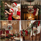Christmas Mistletoe Decoration Artificial Mistletoe Hanging Ornament Kissing Ball with Berry Bow Silver Bell, alternate view