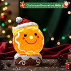 Christmas Music Snowglobe Water Lantern Gingerbread Man Smiling Wind Lantern with Christmas Hat Decoration Table, alternate