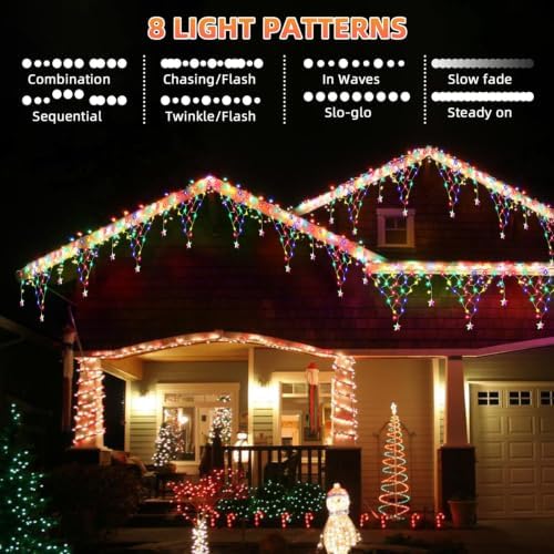 Christmas Net Lights, 13.8 ft 218 LED Outdoor Christmas Decorations Star Curtain Fairy Lights with 11 Drops, alternate view 4
