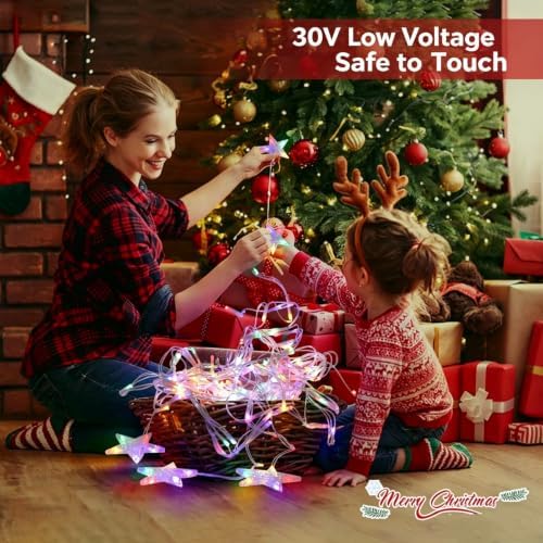 Christmas Net Lights, 13.8 ft 218 LED Outdoor Christmas Decorations Star Curtain Fairy Lights with 11 Drops, alternate view 6