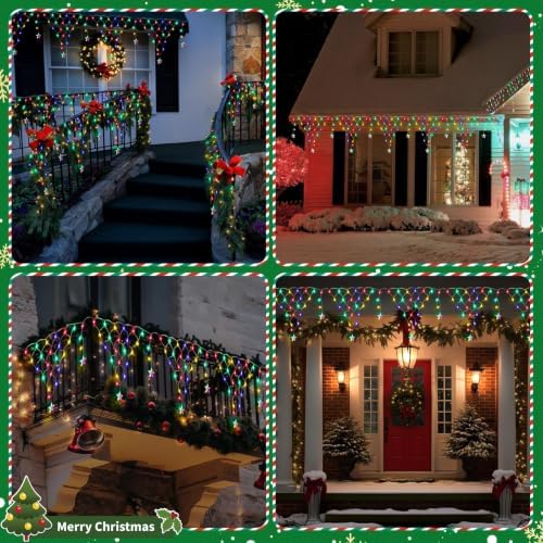 Christmas Net Lights, 13.8 ft 218 LED Outdoor Christmas Decorations Star Curtain Fairy Lights with 11 Drops, alternate view 7