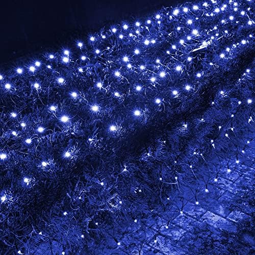 Christmas Net Lights, 360 LED 12FT x 5 FT Green Wire Waterproof Connectable String Lights with 8 Modes