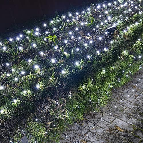 Christmas Net Lights, 360 LED 12FT x 5 FT Green Wire Waterproof Connectable String Lights with 8 Modes