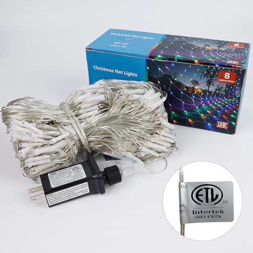 Christmas Net Lights, 360 LED 12ft x 5ft Connectable Mesh Fairy String Lights,8 Modes Low Voltage Safe Adaptor, alternate