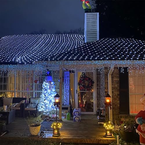 Christmas Net Lights, 360 LED 12ft x 5ft Connectable Mesh Fairy String Lights, 8 Modes Low Voltage Safe Adaptor, alternate