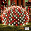Christmas Net Lights Red & White, 14.8ft x 5ft 300LED Mesh Lights Outdoor Green Wire 8 Modes Timer, Waterproof