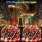 Christmas Net Lights Red & White, 14.8ft x 5ft 300LED Mesh Lights Outdoor Green Wire 8 Modes Timer, Waterproof, alternate