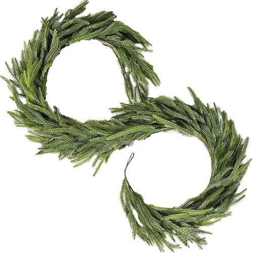 Christmas Norfolk Pine Garland 6 Ft Artificial Real Touch Norfolk Pine Garland Realistic Green Faux Greenery for