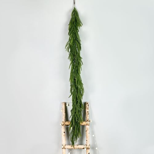 Christmas Norfolk Pine Garland 6 Ft Artificial Real Touch Norfolk Pine Garland Realistic Green Faux Greenery for, alternate