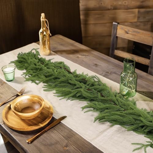 Christmas Norfolk Pine Garland 6 Ft Artificial Real Touch Norfolk Pine Garland Realistic Green Faux Greenery for, alternate