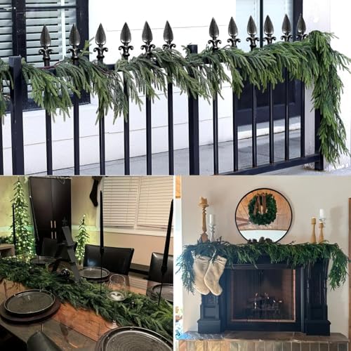 Christmas Norfolk Pine Garland 6 Ft Artificial Real Touch Norfolk Pine Garland Realistic Green Faux Greenery for, alternate