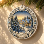 Christmas Ornament 2026, Winter Village Christmas Tree Ornament, Snowy Cabin Holiday Keepsake, Acrylic Christmas, alternate