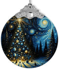 Christmas Ornament, Starry Night Holiday Ornament 2026, Blue & White Winter Tree Ornament, Unique Keepsake Xmas