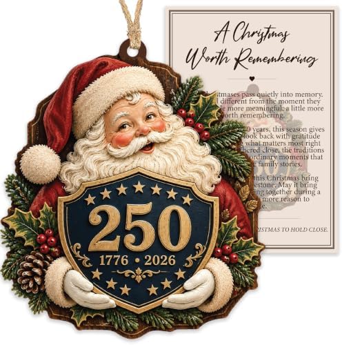 Christmas Ornaments, 250 Anniversary USA Merchandise, Christmas Ornament 2026 in Santa250