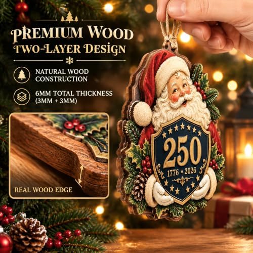 Christmas Ornaments, 250 Anniversary USA Merchandise, Christmas Ornament 2026 in Santa250, alternate view 6