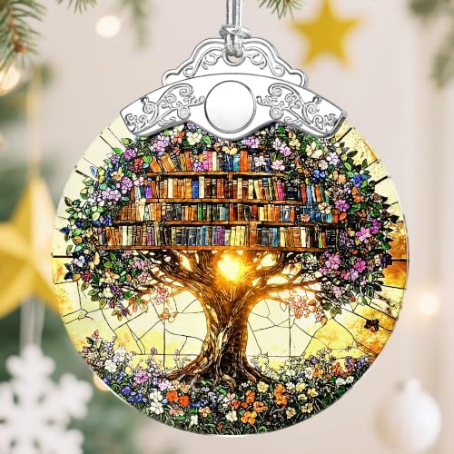 Christmas Ornaments, Book Ornament, Stained Glass Tree Ornaments, Book Lover Gift, Librarian Gifts, Ornament