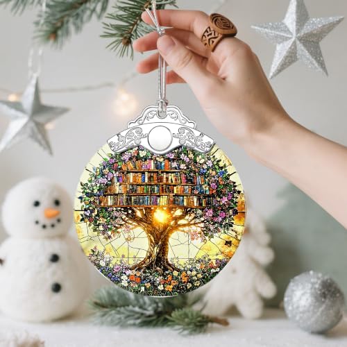 Christmas Ornaments, Book Ornament, Stained Glass Tree Ornaments, Book Lover Gift, Librarian Gifts, Ornament, alternate view