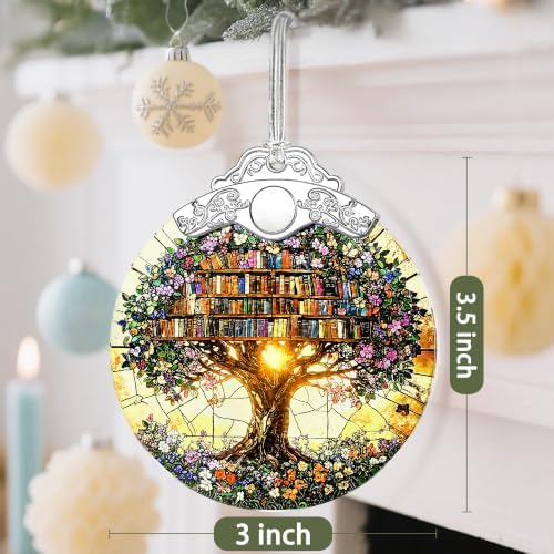 Christmas Ornaments, Book Ornament, Stained Glass Tree Ornaments, Book Lover Gift, Librarian Gifts, Ornament, alternate view