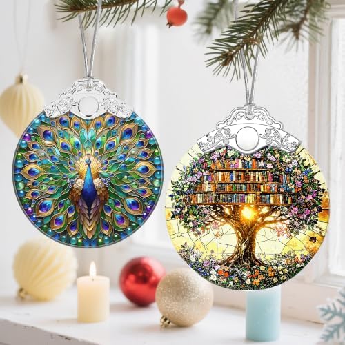 Christmas Ornaments, Book Ornament, Stained Glass Tree Ornaments, Book Lover Gift, Librarian Gifts, Ornament, alternate view