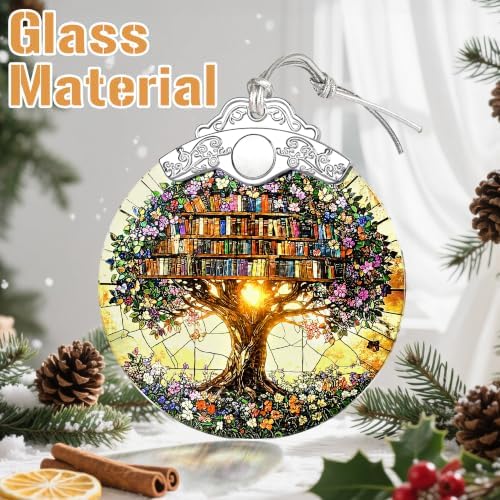 Christmas Ornaments, Book Ornament, Stained Glass Tree Ornaments, Book Lover Gift, Librarian Gifts, Ornament, alternate view