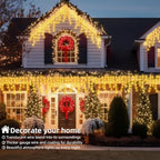 Christmas Outdoor Icicle Lights - 200 LED 21+16 FT 8 Modes Curtain Fairy String Light Plug in, Waterproof for, alternate view