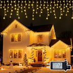 Christmas Outdoor Icicle Lights - 480 LED 66+33 FT 8 Modes Curtain Fairy String Light Plug in, Waterproof for