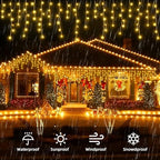 Christmas Outdoor Icicle Lights - 480 LED 66+33 FT 8 Modes Curtain Fairy String Light Plug in, Waterproof for, alternate view
