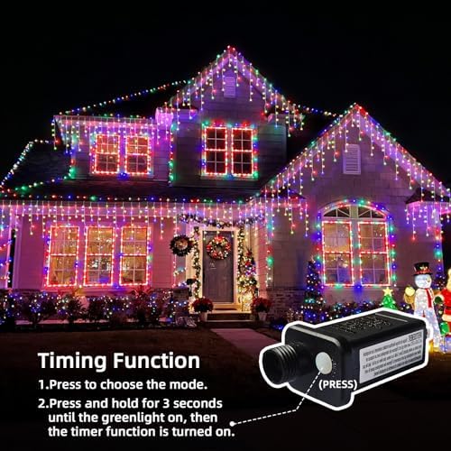 Christmas Outdoor Icicle Lights - 480 LED 66+33 FT 8 Modes Curtain Fairy String Light Plug in, Waterproof for, alternate view