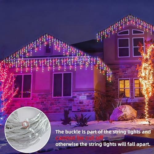 Christmas Outdoor Icicle Lights - 480 LED 66+33 FT 8 Modes Curtain Fairy String Light Plug in, Waterproof for, alternate view