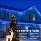 Christmas Outdoor Icicle Lights - 480 LED 66+33 FT 8 Modes Curtain Fairy String Light Plug in, Waterproof for, alternate view