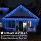 Christmas Outdoor Icicle Lights - 480 LED 66+33 FT 8 Modes Curtain Fairy String Light Plug in, Waterproof for, alternate view