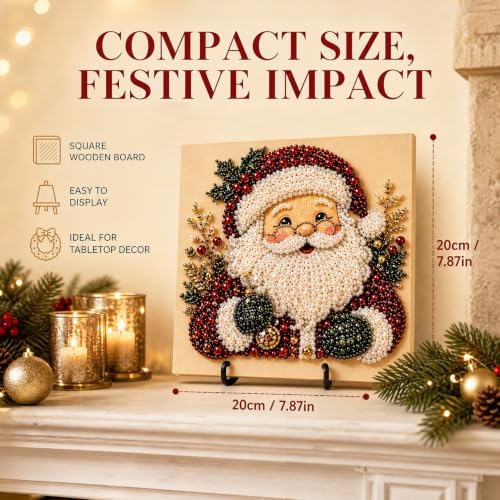 Christmas Pearl Diamond Art, 3D Pearl Beads Art Craft for Adults & Beginners, Santa Claus Gemstone Painting DIY, alternate