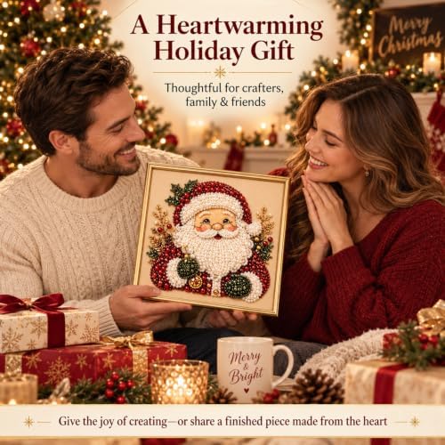 Christmas Pearl Diamond Art, 3D Pearl Beads Art Craft for Adults & Beginners, Santa Claus Gemstone Painting DIY, alternate