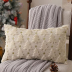 Christmas Pillow Covers 12 x 20 inch Set of 2 Beige Christmas Tree Pillow Covers Decorations Plush Faux Fur Soft, alternate