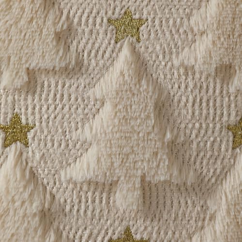 Christmas Pillow Covers 12 x 20 inch Set of 2 Beige Christmas Tree Pillow Covers Decorations Plush Faux Fur Soft, alternate