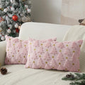 Christmas Pillow Covers 12 x 20 inch Set of 2 Pink Christmas Tree Pillow Covers Decorations Plush Faux Fur Soft