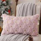 Christmas Pillow Covers 12 x 20 inch Set of 2 Pink Christmas Tree Pillow Covers Decorations Plush Faux Fur Soft, alternate