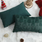 Christmas Pillow Covers 12 x 20 Set of 2 Xmas Decoration Dark Green Christmas Tree Pillow Cases Plush Faux Fur, alternate