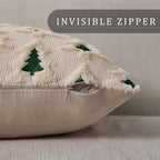 Christmas Pillow Covers 12x20 Set of 2 Beige Double Xmas Tree Pillow Covers Soft Plush Faux Fur Christmas, alternate view 2