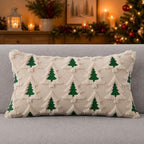 Christmas Pillow Covers 12x20 Set of 2 Beige Double Xmas Tree Pillow Covers Soft Plush Faux Fur Christmas, alternate view 4