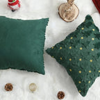 Christmas Pillow Covers 16 x 16 inch Set of 2 Dark Green Christmas Tree Pillow Covers Decorations Plush Faux Fur, alternate