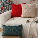 Christmas Pillow Covers 16 x 16 Set of 2 Christmas Decoration Red Xmas Tree Pillow Cases Plush Faux Fur Soft, alternate view