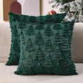 Christmas Pillow Covers 16 x 16 Set of 2 Xmas Decoration Dark Green Christmas Tree Pillow Cases Plush Faux Fur