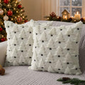 Christmas Pillow Covers 16x16 inch Set of 2 Christmas Decorations Soft Plush Faux Fur Wool Cream White Christmas