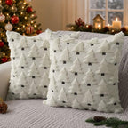 Christmas Pillow Covers 16x16 inch Set of 2 Christmas Decorations Soft Plush Faux Fur Wool Cream White Christmas