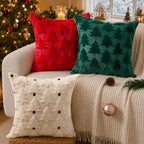 Christmas Pillow Covers 16x16 inch Set of 2 Christmas Decorations Soft Plush Faux Fur Wool Green Christmas Tree, alternate